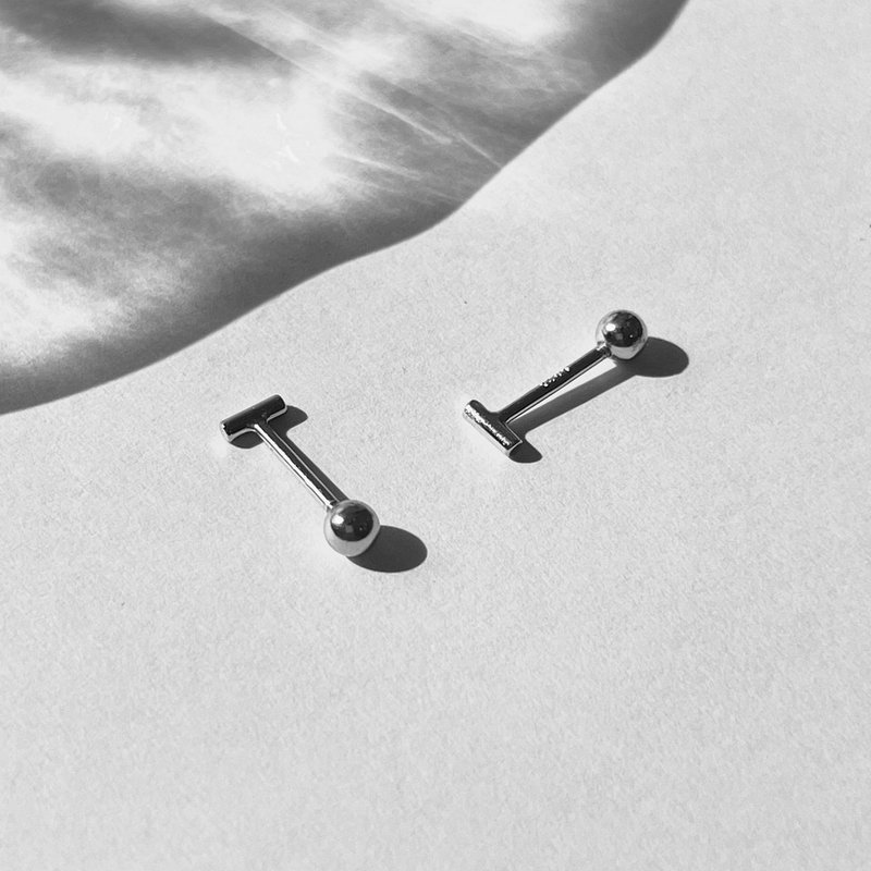 |简约|迷你小圆柱 • 贴耳 • 转珠耳环 • 纯银耳针 抗敏可碰水 - 耳环/耳夹 - 纯银 