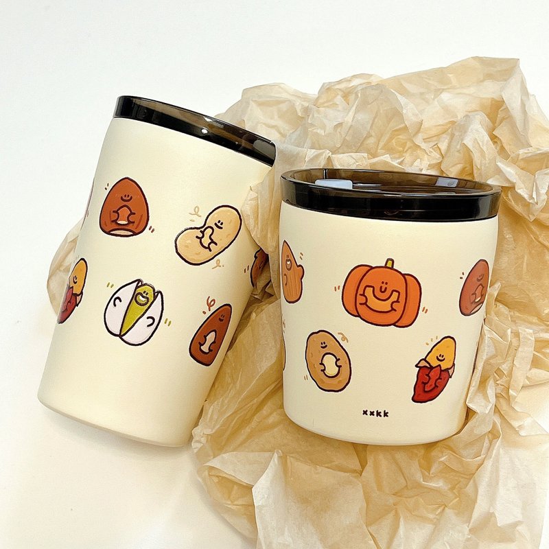 堅果手繪咖啡隨行杯 / 保溫杯可愛設計 / 辦公家用禮物 - 咖啡杯/马克杯 - 纸 橘色