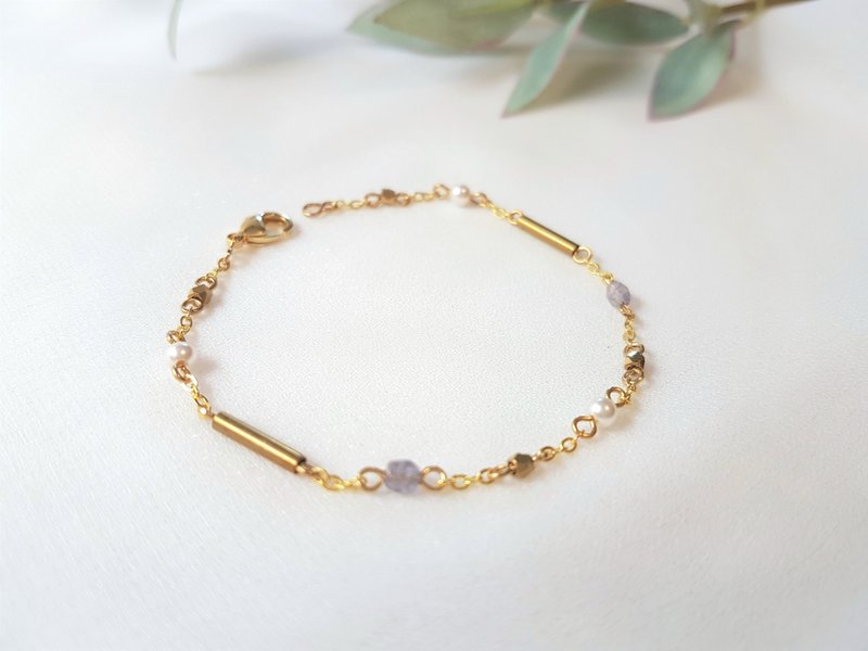 薄雾 · 捷克珠 黄铜 珍珠 古典 细手链 - 手链/手环 - 铜/黄铜 金色