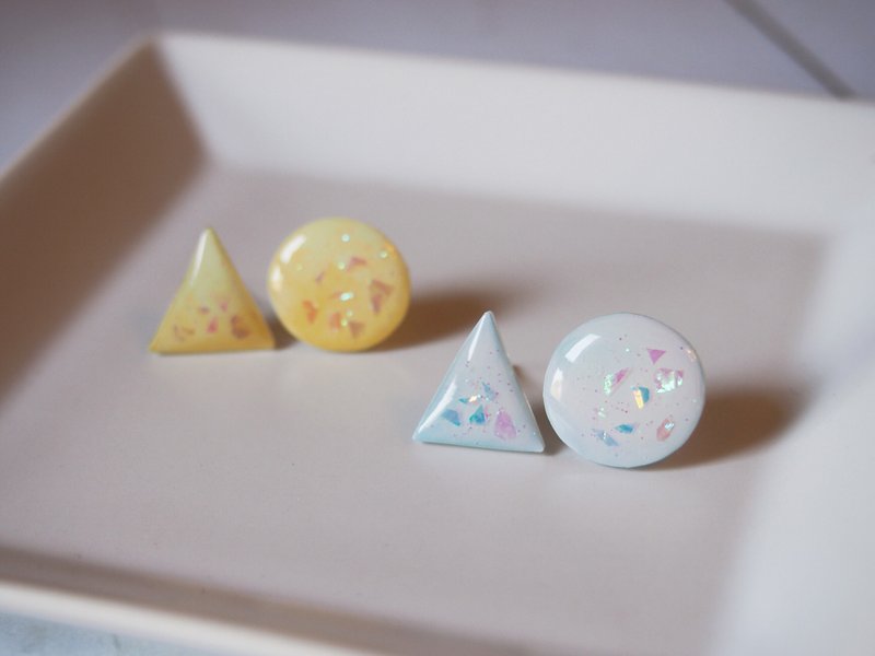 水彩系列　梦幻玻璃瓶耳环　 - 耳环/耳夹 - 塑料 多色