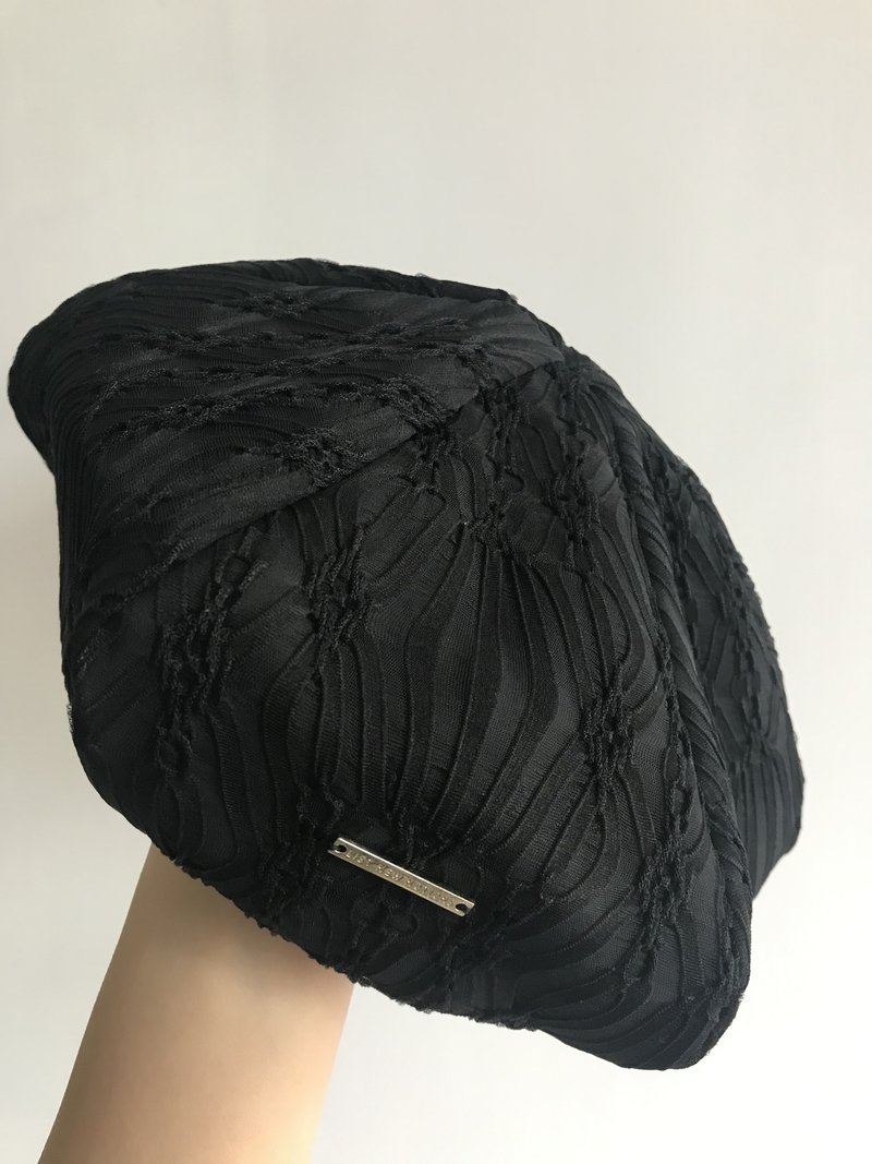 Beret 贝雷帽 | 画家帽 | 六边剪裁 | Black mesh - 帽子 - 聚酯纤维 黑色