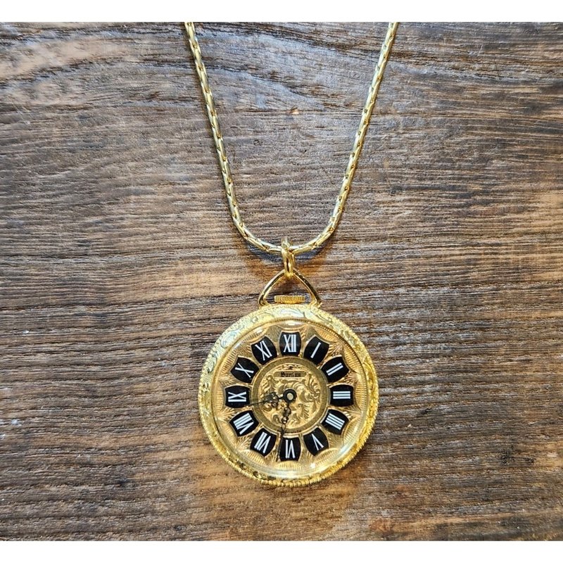 SANTUS瑞士复古手动发条机械金色调怀表(项链可另购)圣诞礼盒 - 女表 - 贵金属 金色