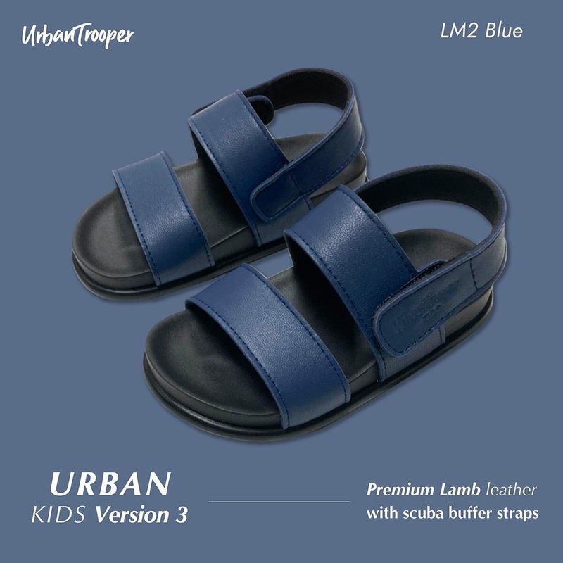 Urban Kids V.3 / Blue (premium lamb leather) - 拖鞋 - 真皮 蓝色