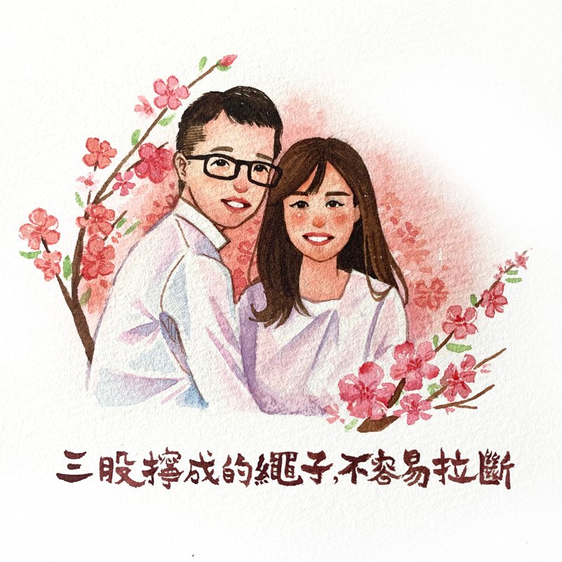 似颜绘Q版 定制化 礼物 卡片 温暖的话 - 订制画像 - 纸 白色