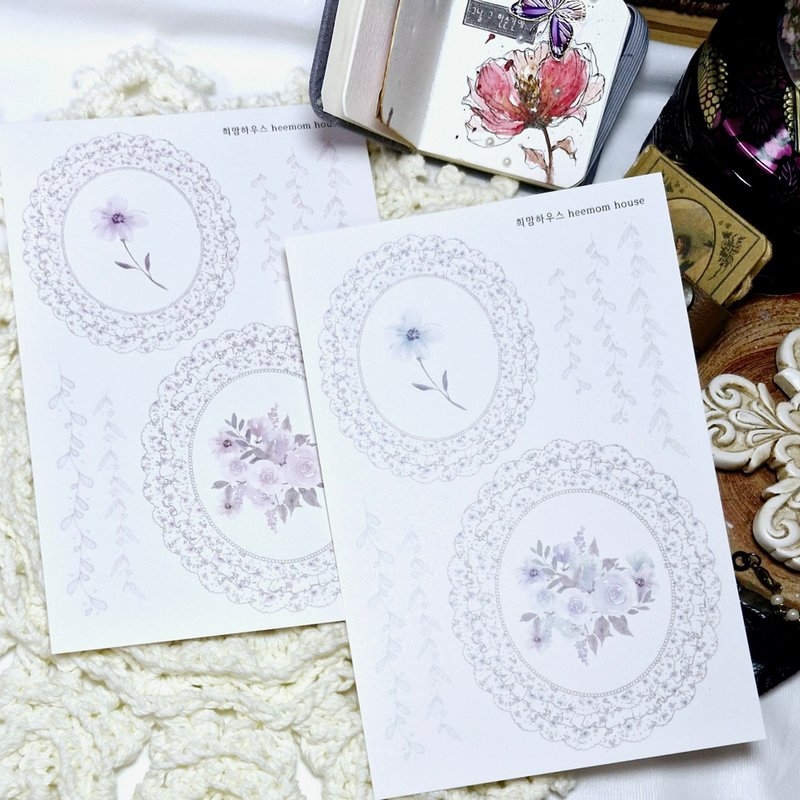 蕾丝纸风格小卡 Vol.02 - 贴纸 - 纸 白色