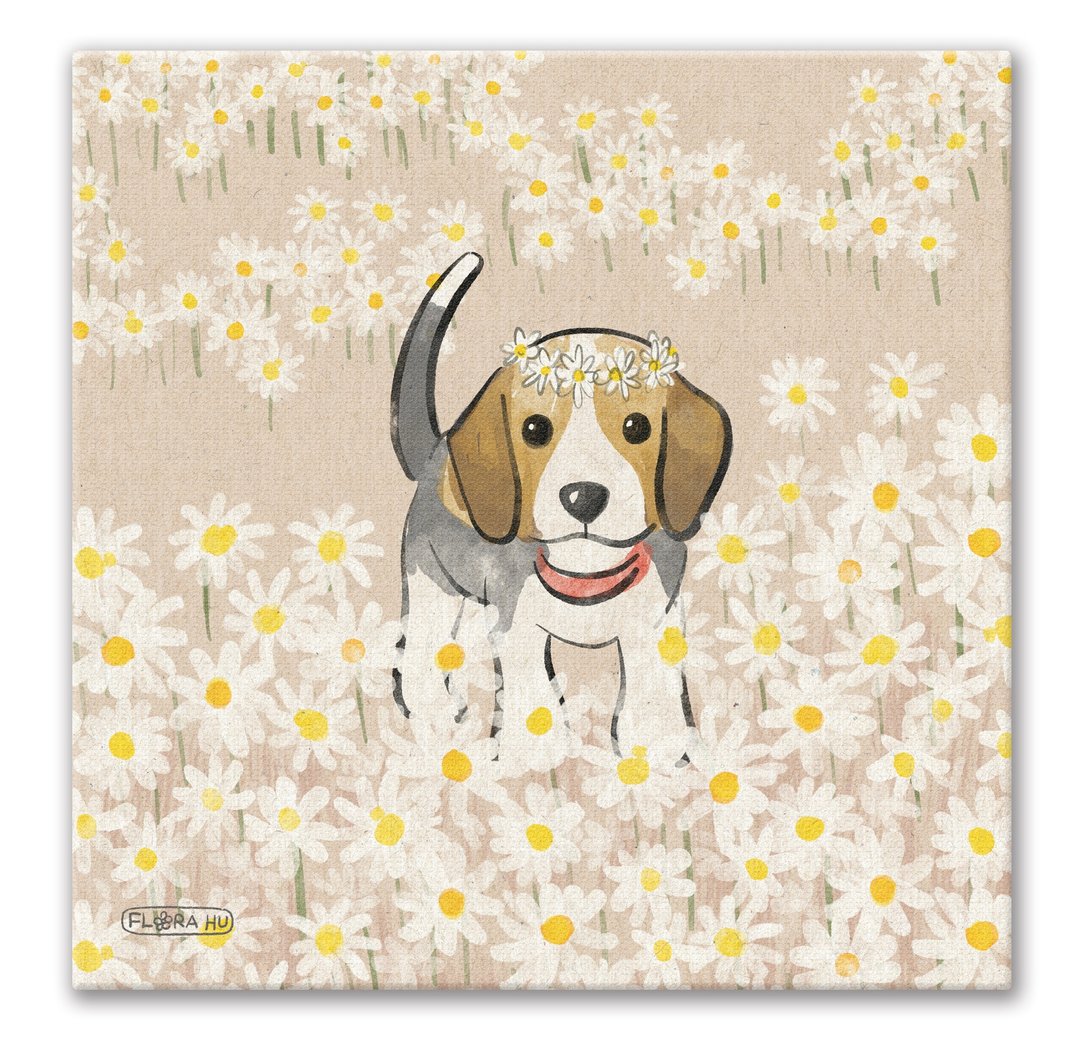 【Flora 原创设计】可爱猎兔犬 | 20×20CM 无框画 - 海报/装饰画/版画 - 棉 卡其色