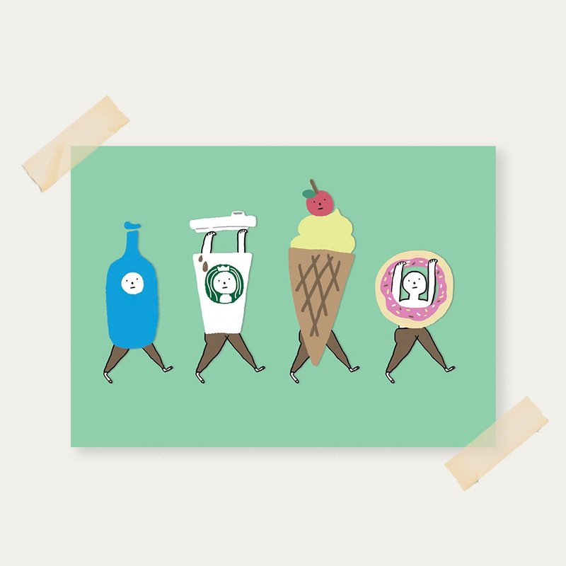 Postcard Sweet all day - 卡片/明信片 - 纸 多色