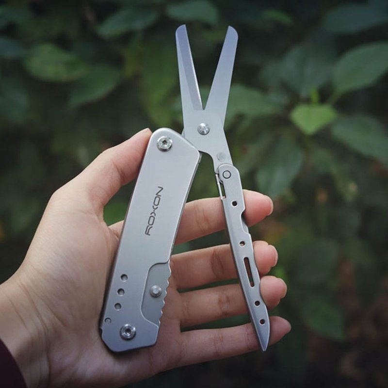 2合1折叠迷你万用刀│剪刀│附裤腰夹 易携随身│行山露营EDC工具 - 露营用品 - 其他金属 银色