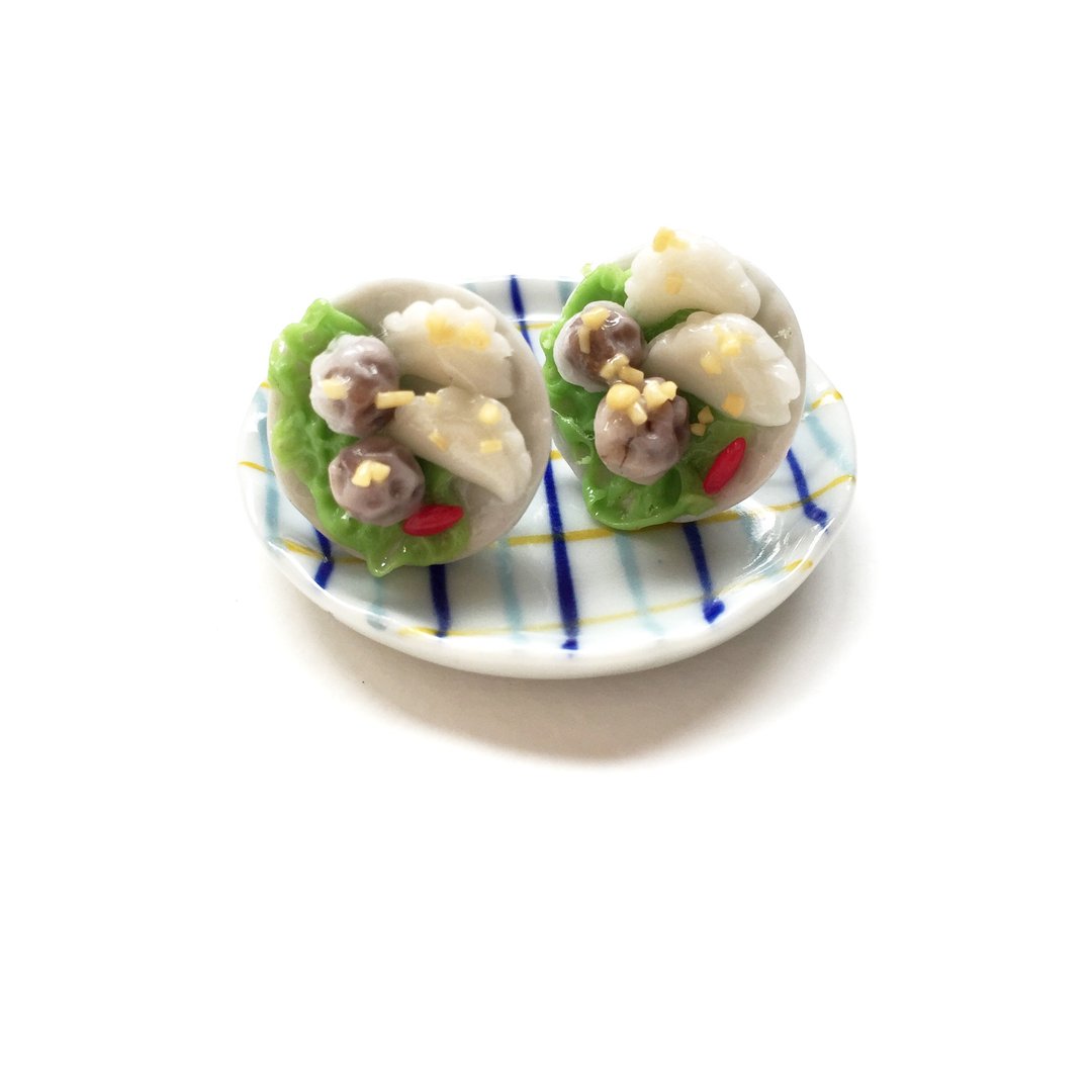 Thaifood  5 earring - 耳环/耳夹 - 粘土 白色