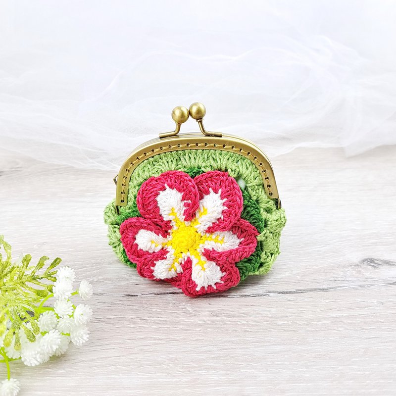 手钩零钱包 手织口金包 耳机包 收纳包 母亲节礼物 生日礼物 - 零钱包 - 丝．绢 红色