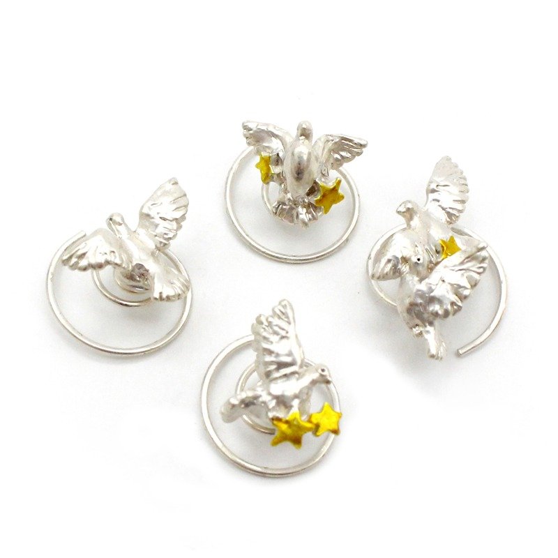 Petit Doves / Oort hair earrings HPA003 - 发饰 - 其他金属 白色