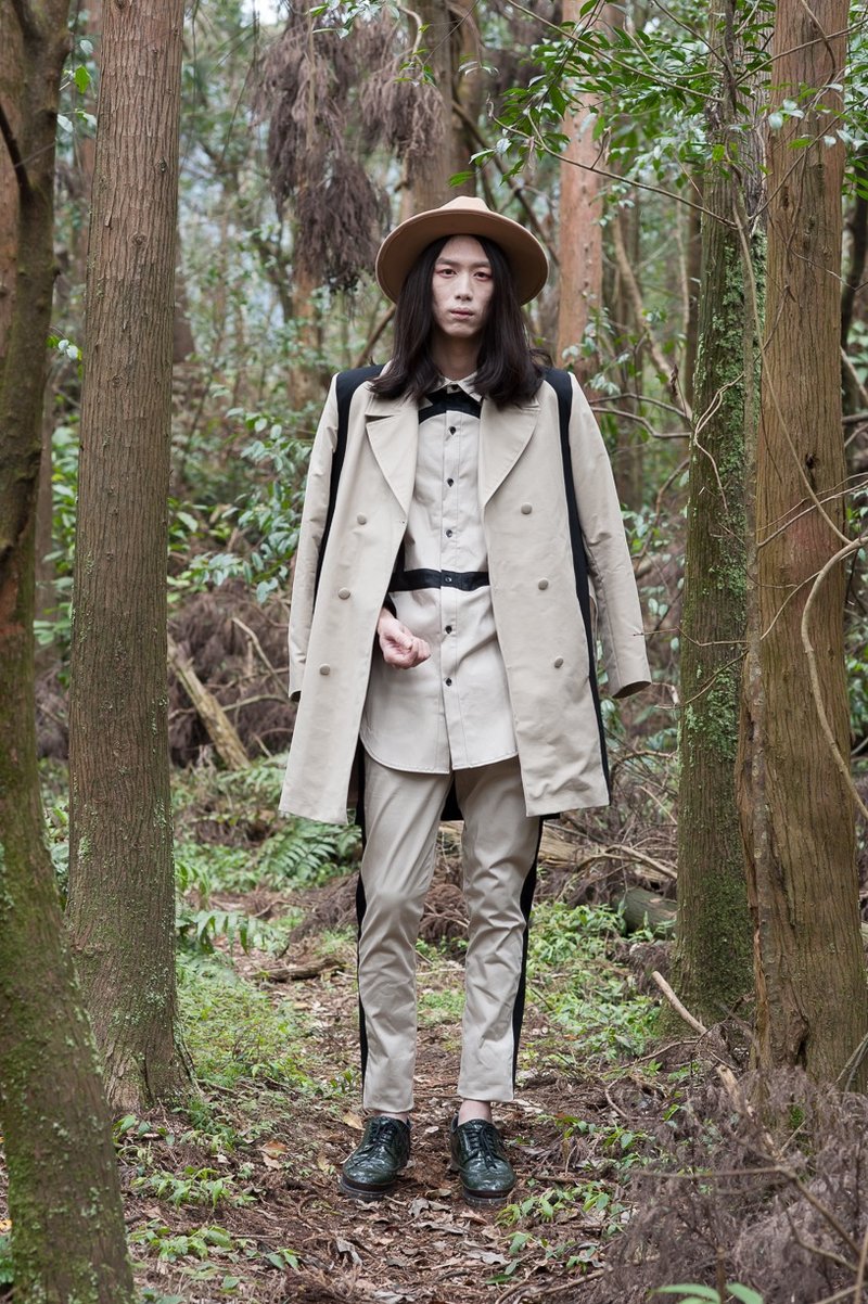 十字墓碑档片长版大衣(161J02) - 男装外套 - 其他材质 卡其色