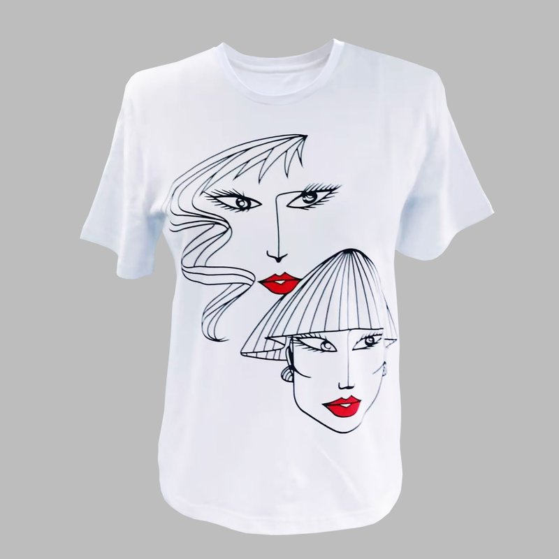 2色原创插画印花圆领T恤 - 女装 T 恤 - 棉．麻 