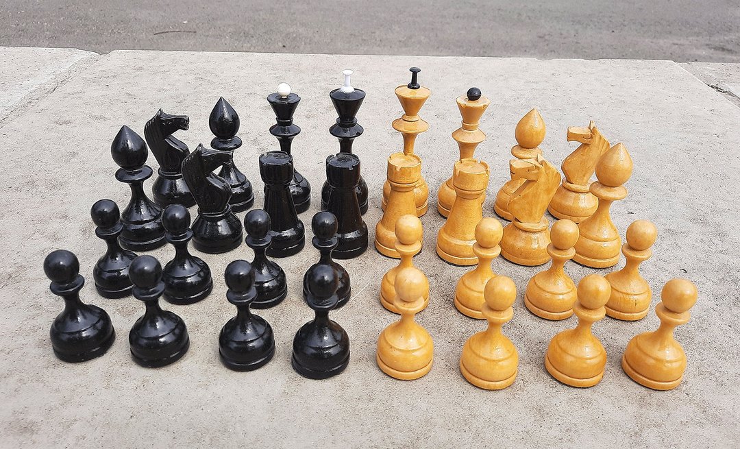 1980 年代流行的苏联棋子套装 – 苏联老式木制西洋棋棋子 - 桌游/玩具 - 木头 