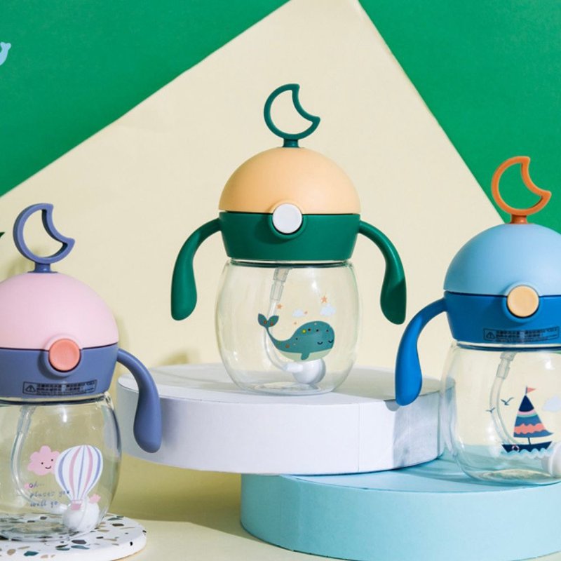 【Diller】D8853 美国Tritan安全材质 萌月吸管儿童杯 3色任选 - 儿童餐具/餐盘 - 其他材质 