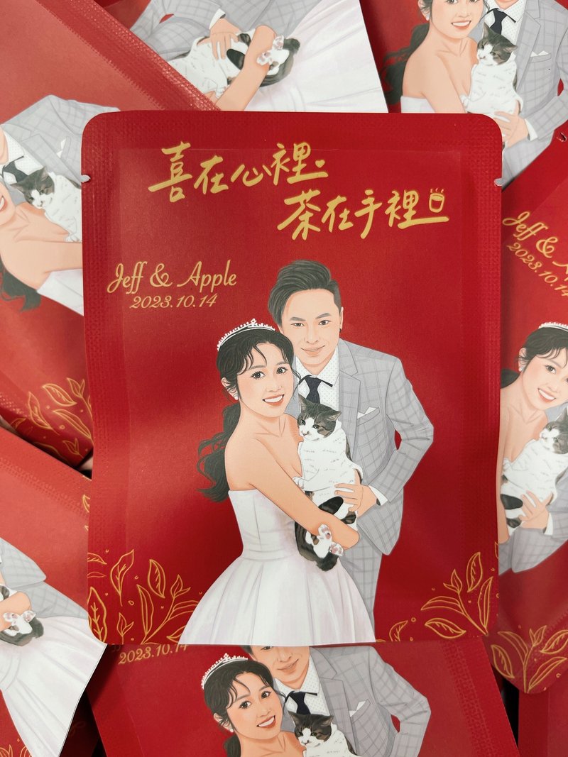 婚礼小物似颜绘茶包|桌上礼|请勿下标仅供作品参考 - 茶 - 纸 红色