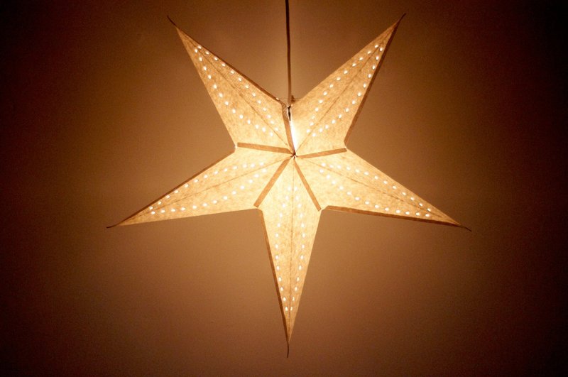 手工纸星星灯 / 星芒灯 / 星光灯 / 折纸灯 / 夜灯 - 月光下的雪白色星星 星空感 ( 手工限量 ) - 灯具/灯饰 - 纸 