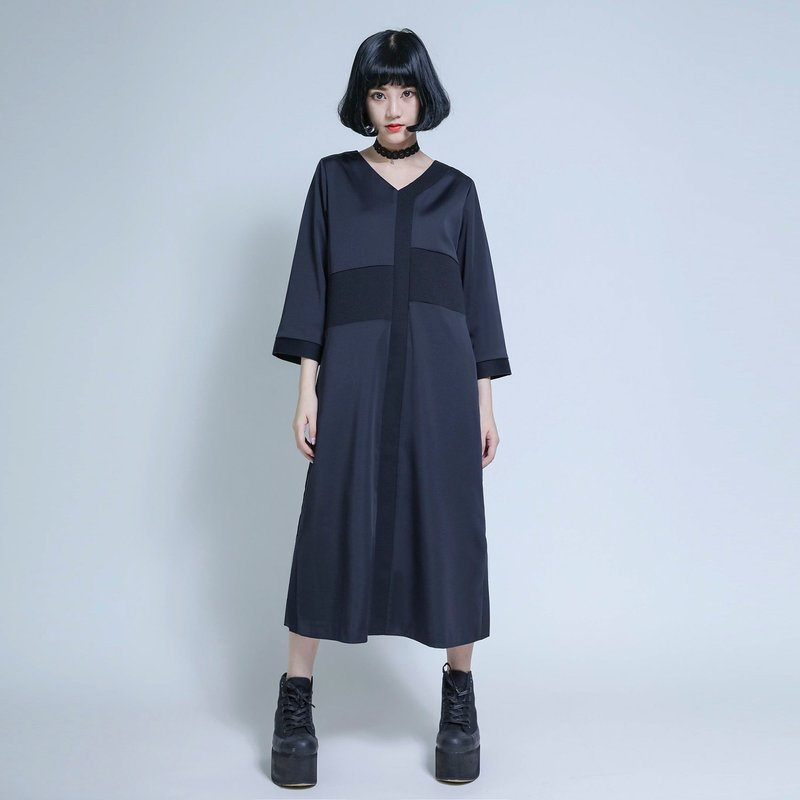 SU:MI said Contemplator 沈思者异材拼接洋装_6AF104_黑 - 洋装/连衣裙 - 棉．麻 黑色