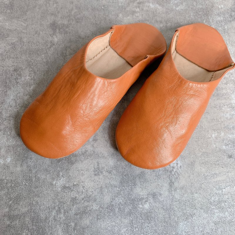 摩洛哥 babouche 室内拖鞋 极简 Khoubz 阿拉伯扁面包 - 室内拖鞋 - 真皮 咖啡色