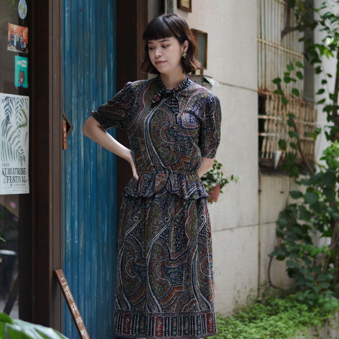 鸲虫 |  日本古着短袖洋服 - 洋装/连衣裙 - 其他材质 