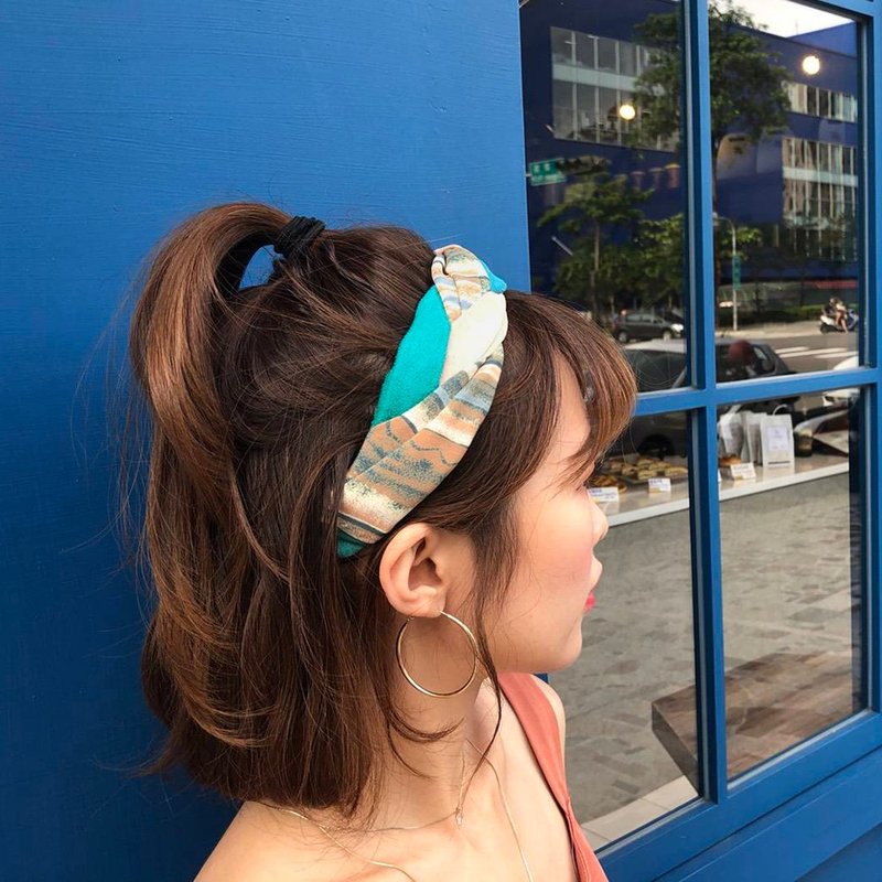 小牛村 手工弹性发带 编织 韩系百搭 独卖限量【海绿灰石】AW-13 - 发饰 - 棉．麻 绿色