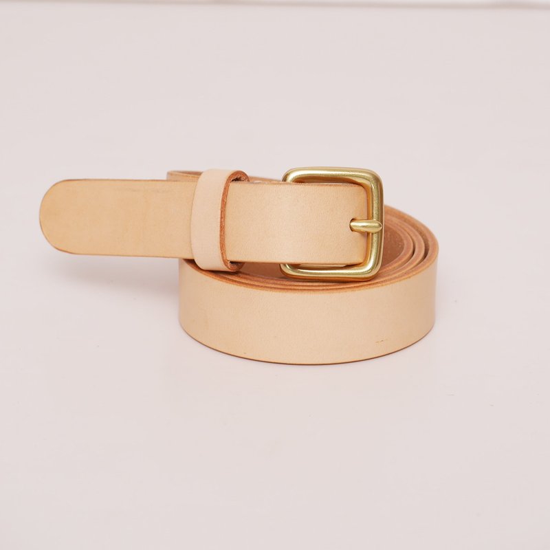 七月夏卡尔皮带真皮针扣青年休闲头层纯牛皮铜扣腰带植鞣牛皮腰带 - 皮带/腰带 - 真皮 