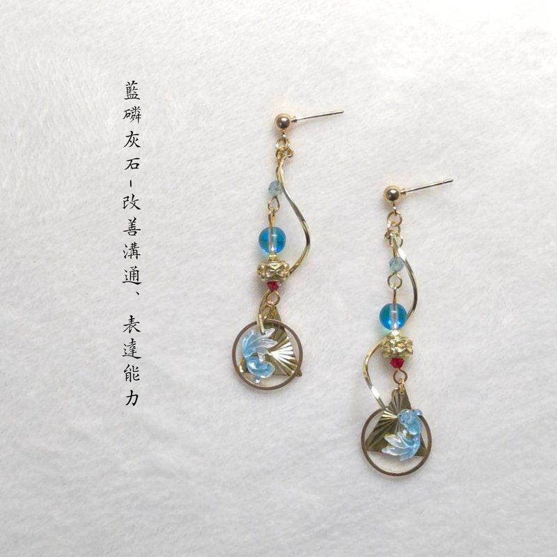 【恋与深空-祁煜日卡印象】印象耳环 - 耳环/耳夹 - 水晶 蓝色
