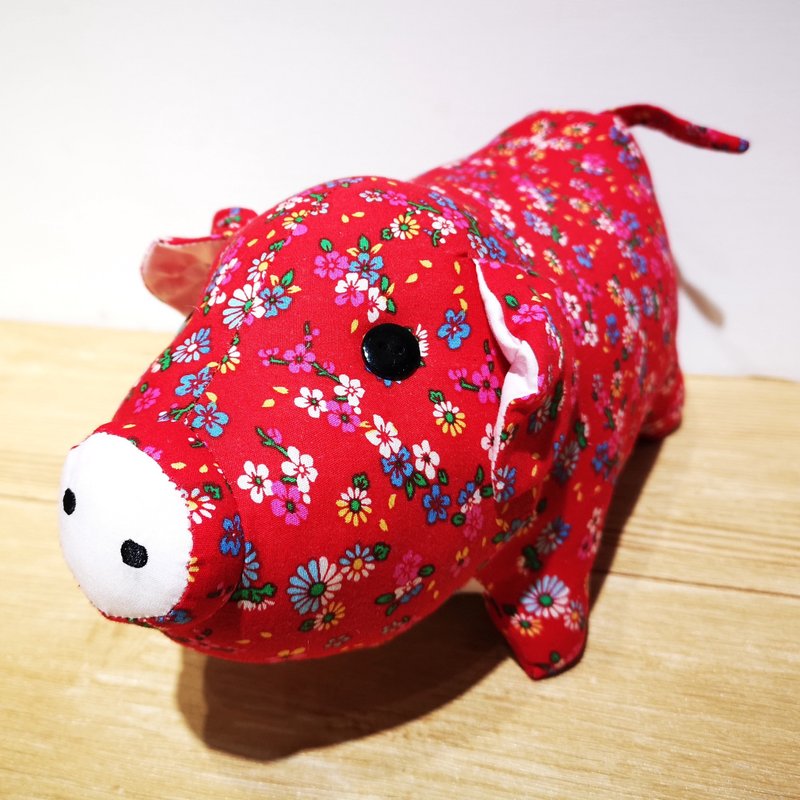 【花布先生】可爱猪 - 玩偶/公仔 - 其他人造纤维 红色