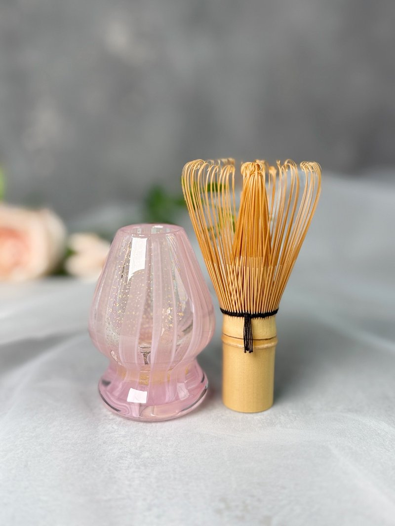 Karny小姐订制款 玻璃茶筅座・金箔与粉红 附礼盒 - 碗 - 玻璃 粉红色