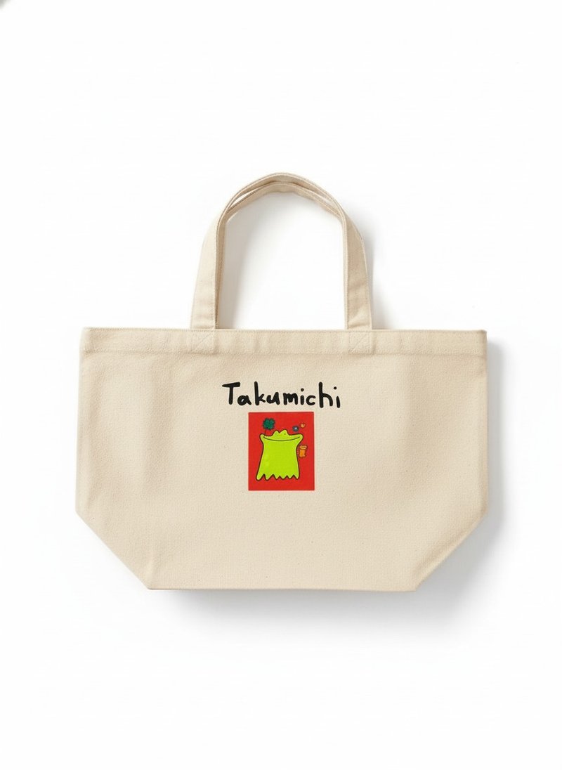 TAKUMICHI 生活里的小角色 托特包－亲子青蛙与幸运草 - 手提包/手提袋 - 棉．麻 