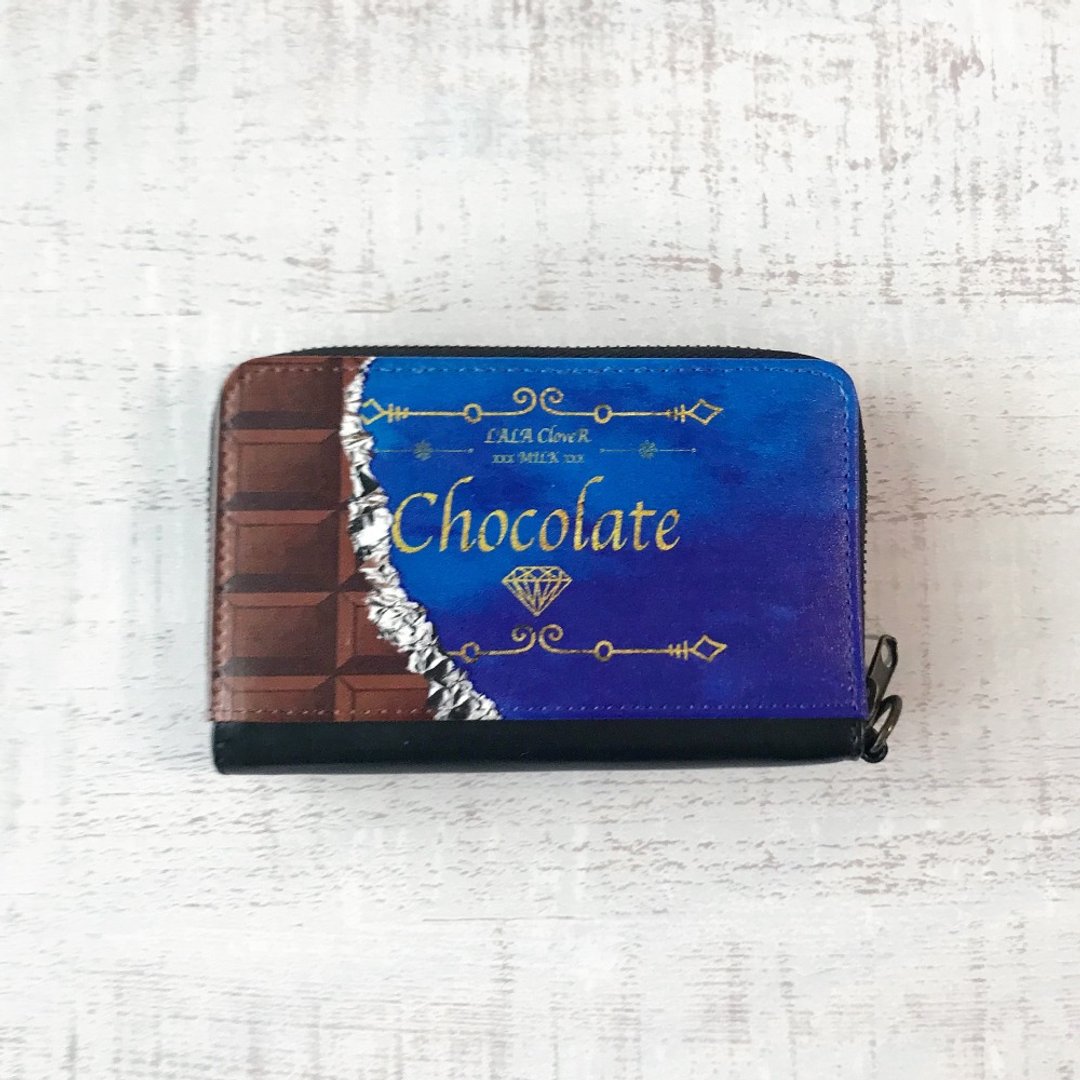 Mini Wallet Chocolate / coin case / card case / Sweets - 皮夹/钱包 - 人造皮革 蓝色