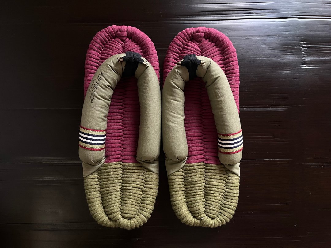 【FLIP TEE FLOP】26cm 运动风 布拖鞋 酒红 卡其 - 室内拖鞋 - 棉 多色