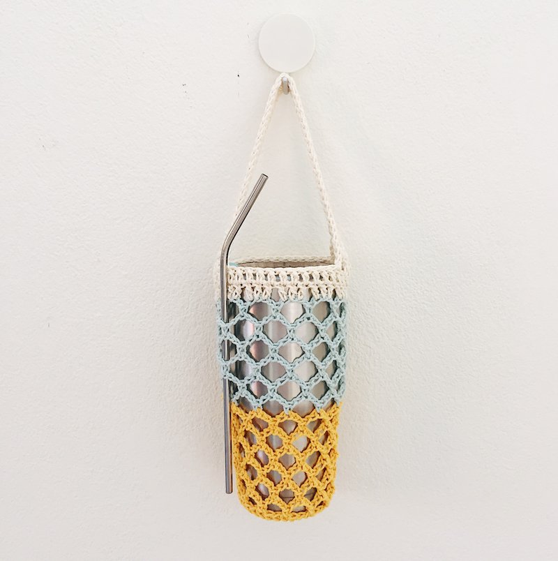 Eco-Friendly, Crochet Beverage Bag with Handle | Net Bag Multi Color - 随行杯提袋/水壶袋 - 棉．麻 多色