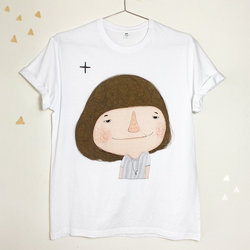 棉质短袖T-Shirt 白色 Dolly(朵力)说 这是什么鬼? - 女装 T 恤 - 棉．麻 白色
