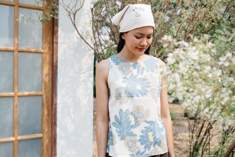 Mulmul yellow floral tank top - 女装上衣 - 棉．麻 黄色