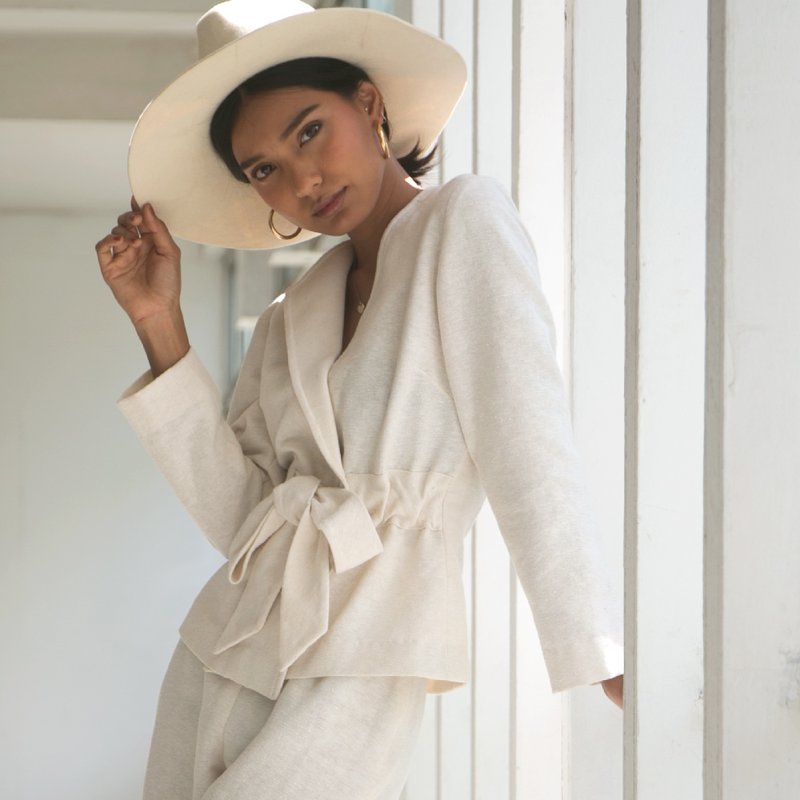 Congrate Blzer - 女装上衣 - 棉．麻 白色