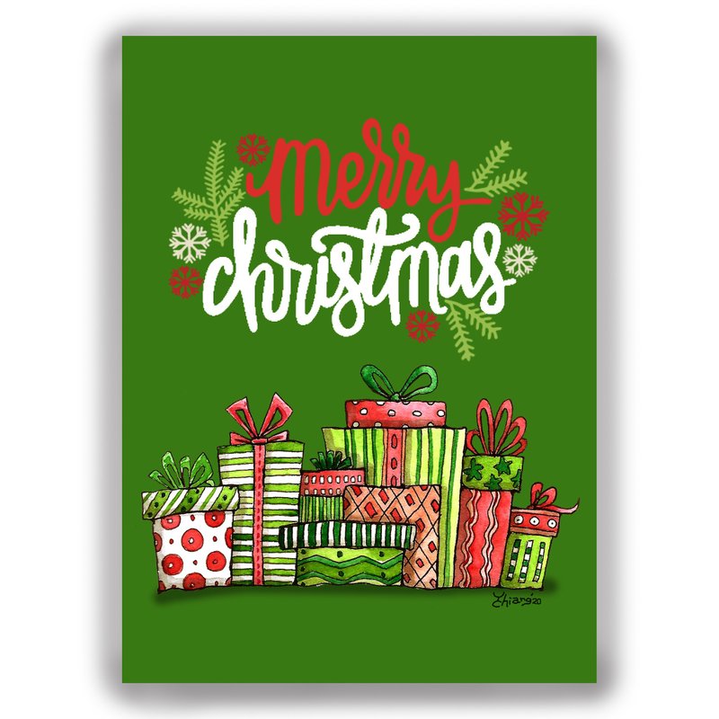 圣诞节手绘插画万用卡圣诞卡/明信片/卡片/插画卡-圣诞礼物 - 卡片/明信片 - 纸 