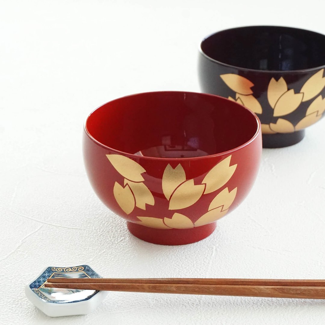 padou 日本餐碗 400 毫升礼物日本晚餐汤面黄金礼物 - 碗 - 塑料 红色