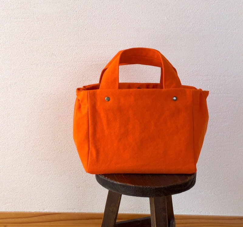 ギャザートート　Mini　キャロット　オレンジ　８号帆布　ミニトート - 手提包/手提袋 - 棉．麻 橘色