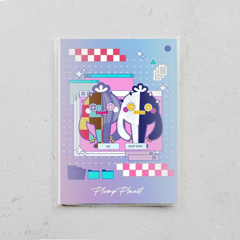 Cyberpunk Cactus 【POP ART插画名信片 】 - 卡片/明信片 - 纸 蓝色