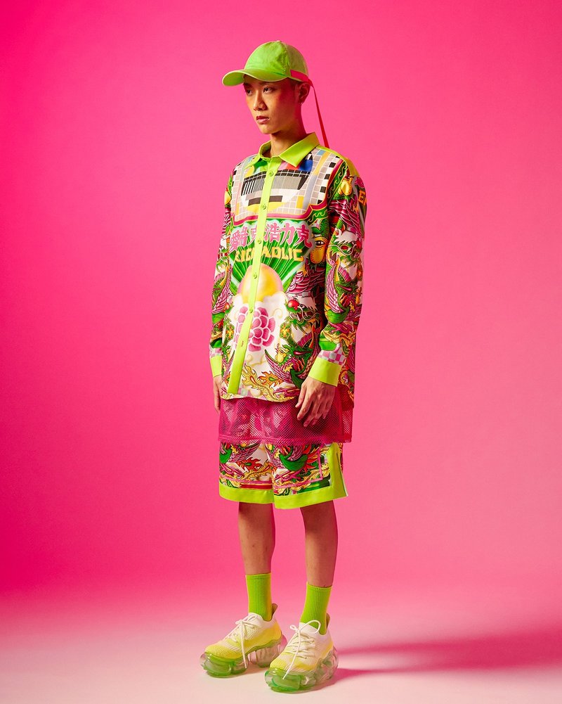 野台戏布景龙凤印花长袖衬衫 - 男装衬衫 - 聚酯纤维 多色