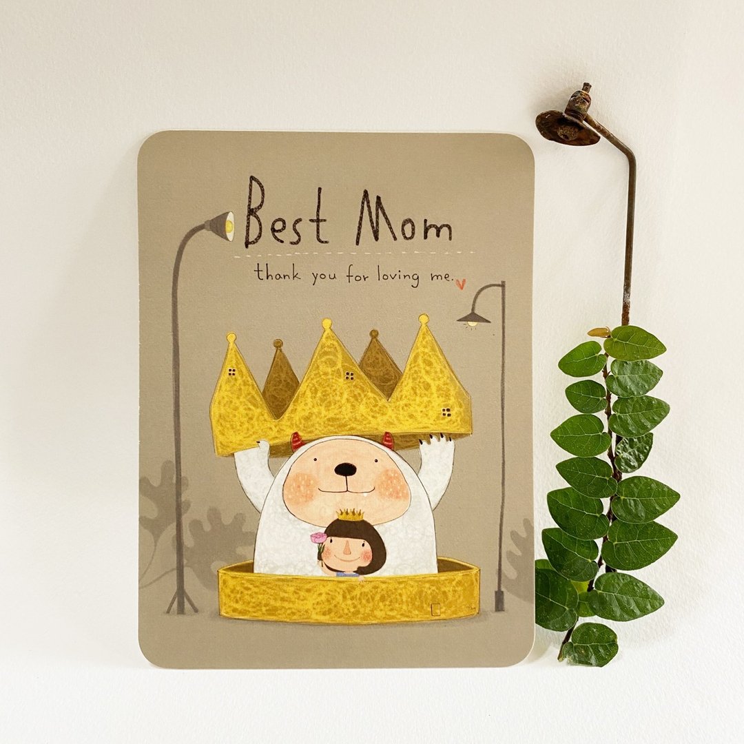 万用卡/祝福卡/感谢卡/母亲卡/best mom/谢谢你爱我/Dolly x 大宽 - 卡片/明信片 - 纸 卡其色