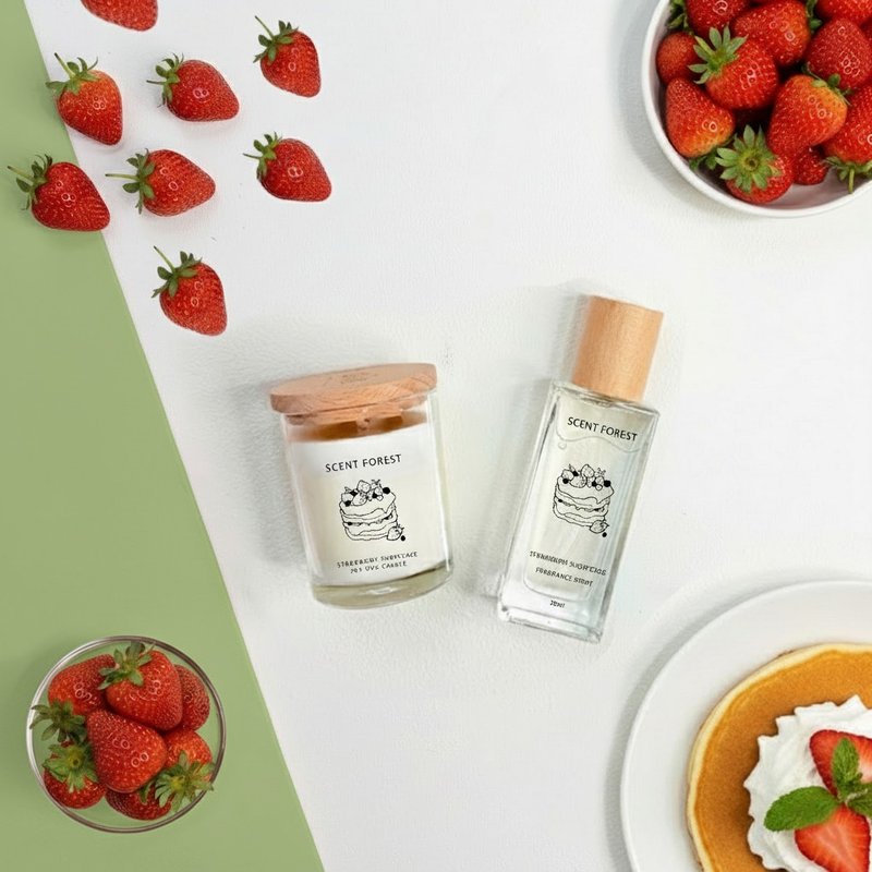 【Pinkoi设计展新品】草莓松饼 - 香氛喷雾 香氛蜡烛【新品预购】 - 蜡烛/烛台 - 蜡 透明