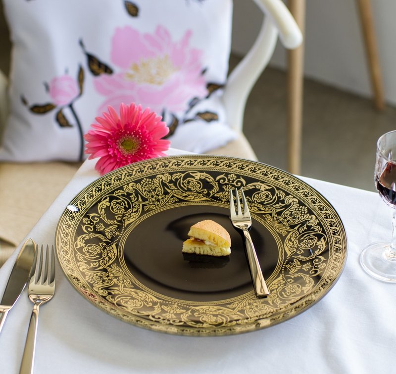 古典华丽创意玻璃盘(30cm圆盘) - 盘子/餐盘/盘架 - 玻璃 多色