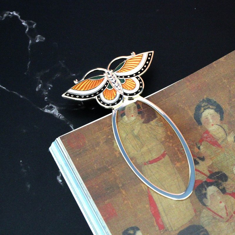 财运亨通-景泰蓝彩蝶书夹 (金黄) - 书签 - 其他材质 红色