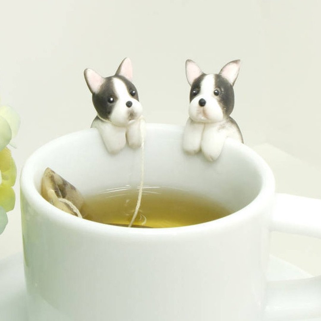 挂杯波士顿犬茶包架 法斗犬 - 茶具/茶杯 - 粘土 