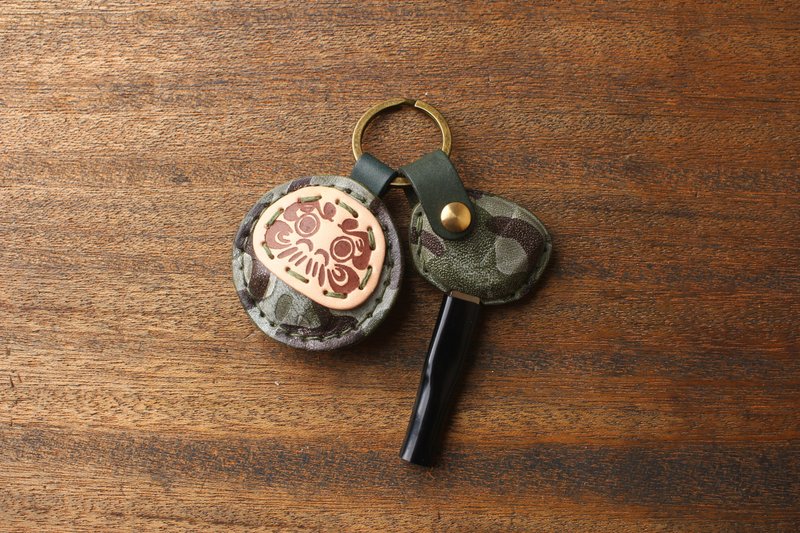 茶皮 饼干达摩 Kawasaki 川崎 钥匙皮套 福神 富士山 台崎 Zx4rr - 钥匙链/钥匙包 - 真皮 