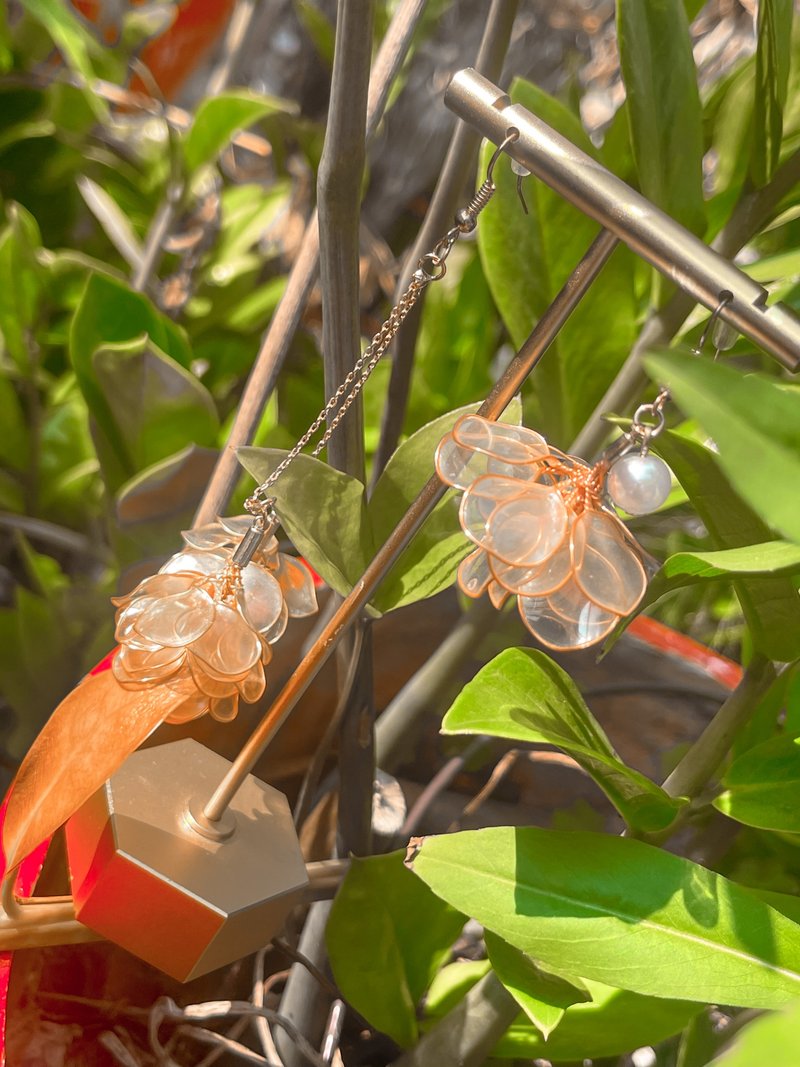 My Deer水晶花耳环—夏阳 - 耳环/耳夹 - 树脂 橘色