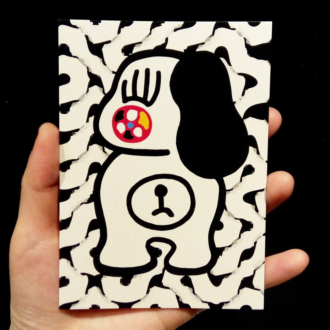 独眼狗狗 (可制作A3大小的海报) 生日卡  postcard  绘本 card 卡片 万用卡 poster 海报 现代 情人 爱 特别 可爱 台湾 怪诞 - 卡片/明信片 - 纸 白色