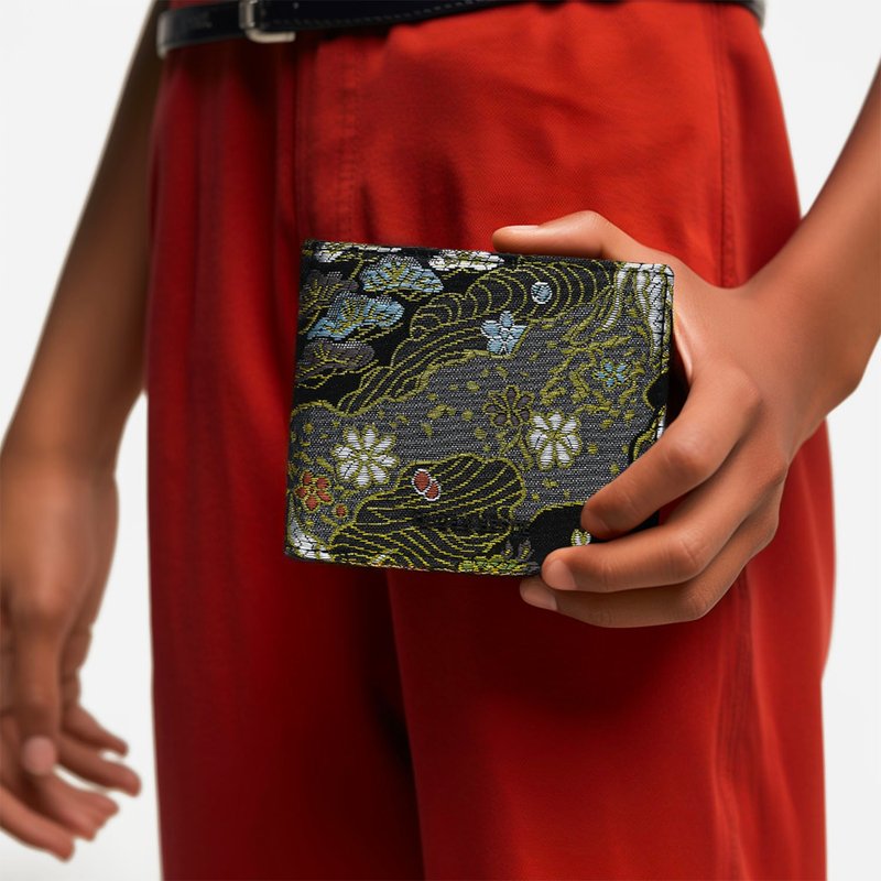 日本西阵织 男士短夹 皮夹 银包 钱包 传统工艺品 可定制化名字 - 皮夹/钱包 - 真皮 